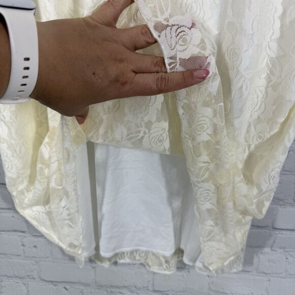 Lavish Tunic Lace Women Plus 3X Cream Romantic Femenine Crochet Cottage Blouse - Picture 9 of 11